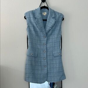 Maeve Blue Tweed Sleeveless Dress